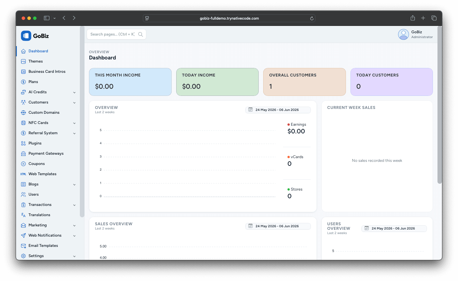 GoBiz Admin Dashboard