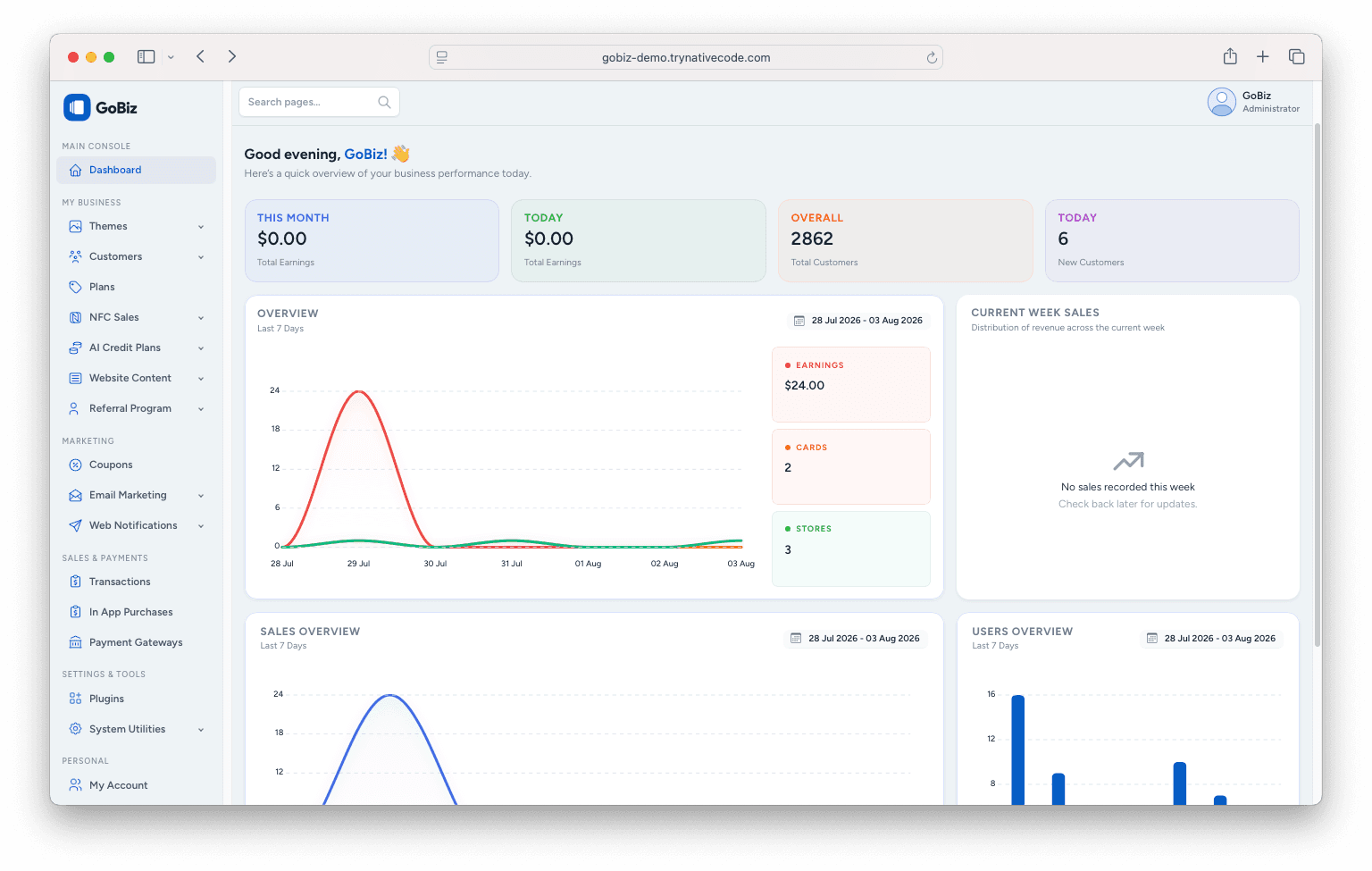 GoBiz Admin Dashboard